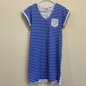 Vineyard Vines - blue and white striped slight high-low hem short dress sz XS